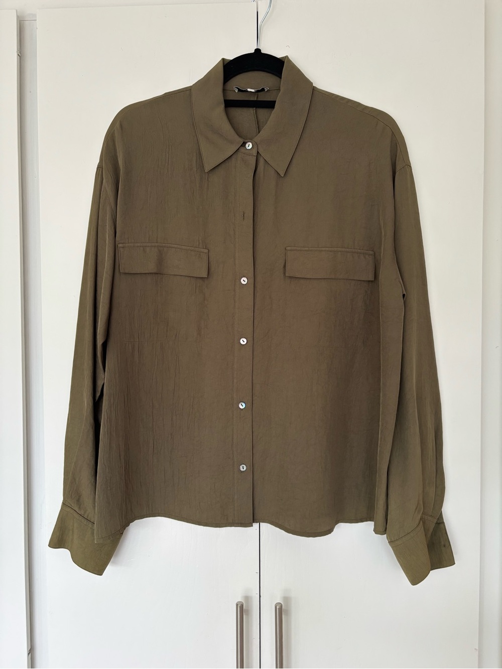 Vince Olive Button-Down Pocket Shirt